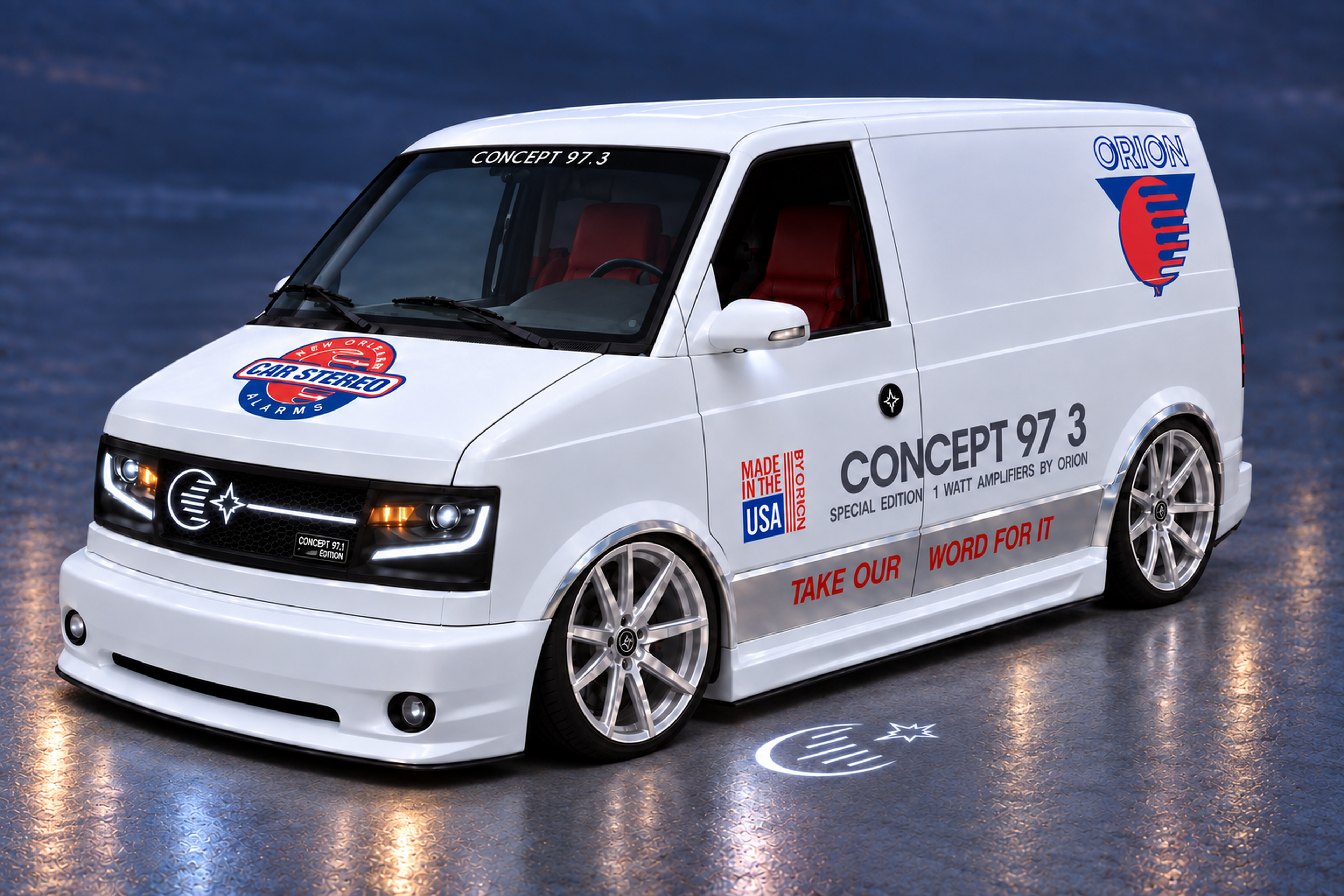 Approved white Concept 97.3 Chevrolet Astro van